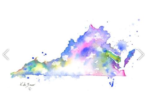 Virginia Watercolor Tattoo Idea Watercolor Map Map Print Watercolor