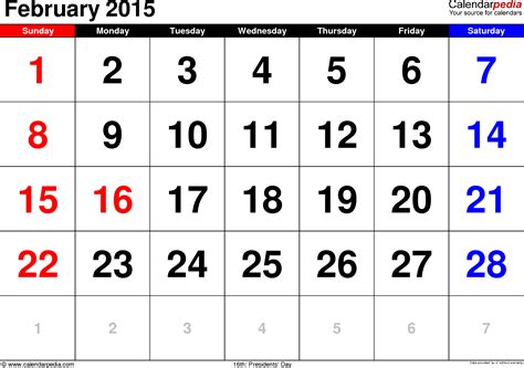 February 2015 Calendars For Word Excel And Pdf