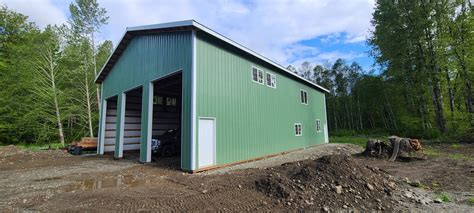 40x60 Post Frame Workshop Skagit County New Construction — Bitar