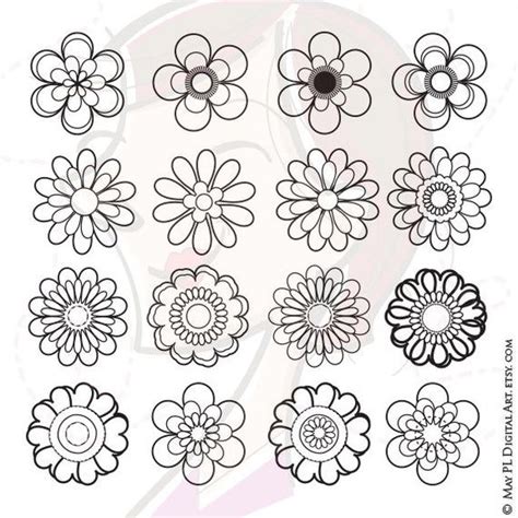 Flower Stamps Png Vector Clipart Digital Stamp To Make A Etsy