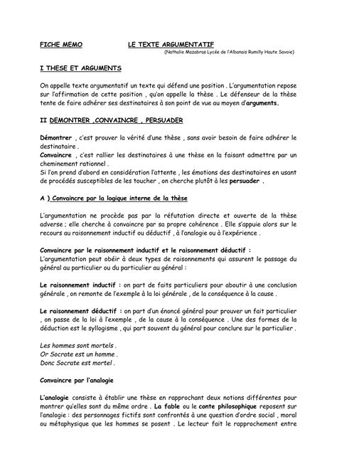 Exemple De These Texte Argumentatif  Titre De La Thèse