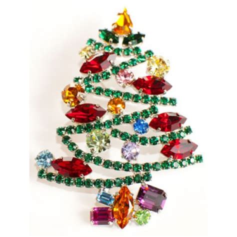 Swarovski Crystals Christmas Tree Brooch