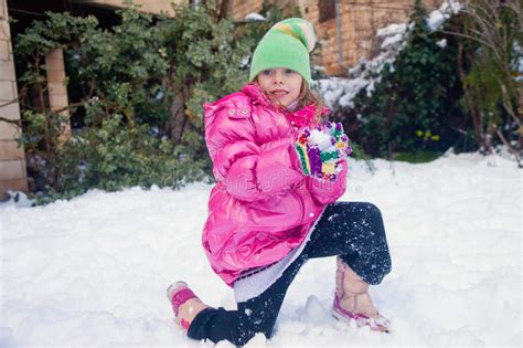 Tired Little Girl In The Snow Stock Photo Image Of