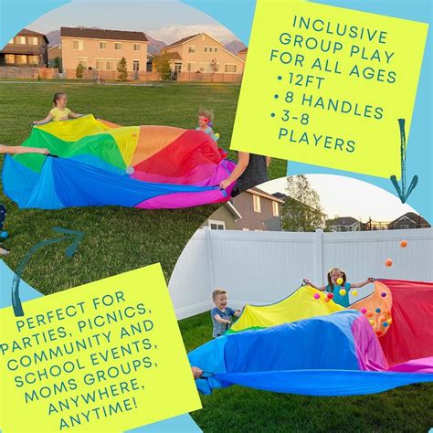 12ft Rainbow Parachute Toy For Kids Cooperative Play Gym Class