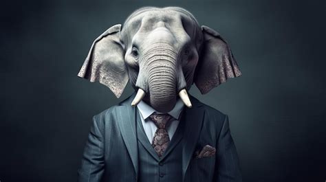 Premium Ai Image Elephant Businessman In A Suit Generative Ai