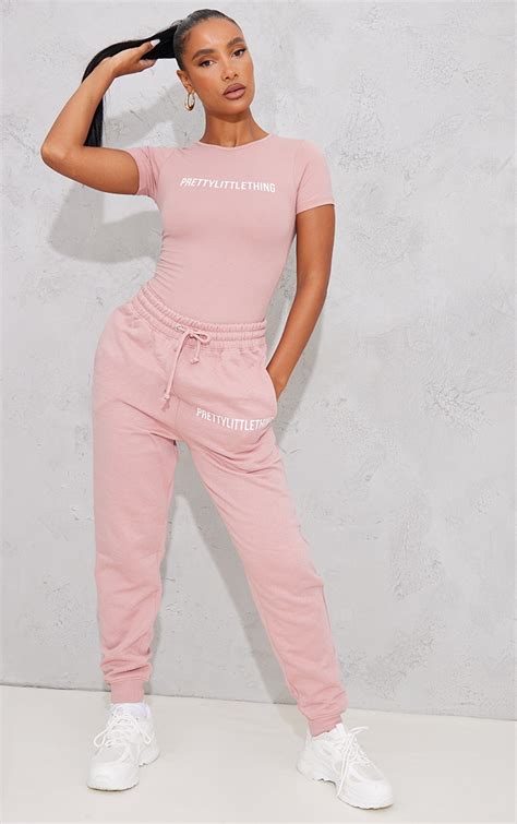 Plt Pale Pink High Waisted Joggers Prettylittlething Ca