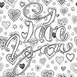 Coloring Valentines Lettering Detailed Adult Getcoloringpages Cute sketch template