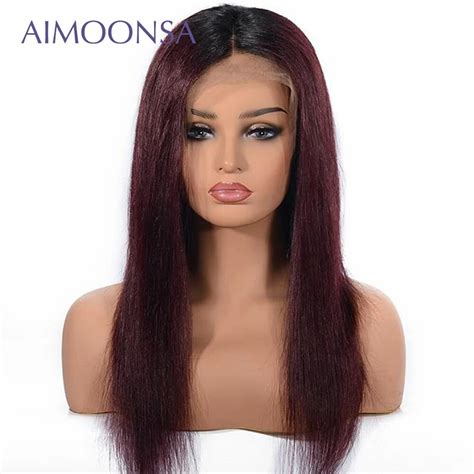 1b99j Ombre Wig Burgundy Lace Front Wig Red Wig Colored Human Hair