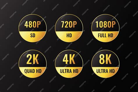 Premium Vector 480p 720p 1080p 2k 4k 8k Ultra Hd Logos With Hdr