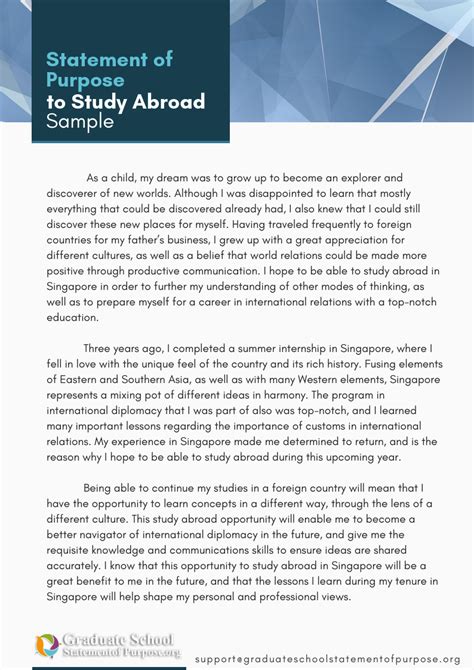 Example Of Statement Of Purpose For Study Abroad By Graduateschoolsop18