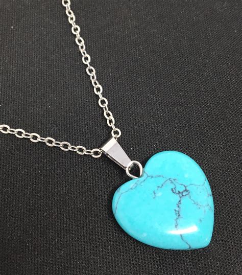 Turquoise And Sterling Silver Heart Necklace Lingerose Com