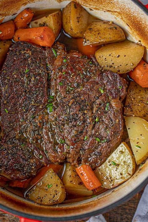 Get out an oven safe pan that your roast will fit nicely in. Classic Pot Roast is comfort food at it's best, made with ...