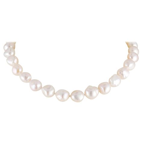 Freshwater Baroque White Cultured Pearl Necklace With 14 Karat Yellow