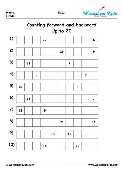counting forwards and backwards to 20 | Kindergarten addition