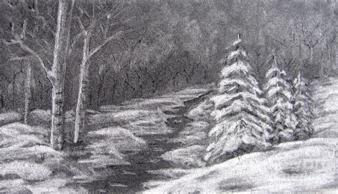 Winter Scene Drawing By Patricia Januszkiewicz