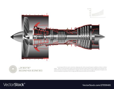 Jet Engine Airplane Industrial Blueprint Vector Image