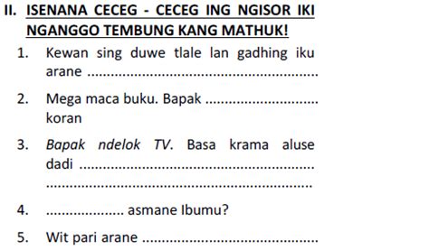 Kl 5 kunci jawaban bahasa jawa kelas v ulangan tengah semester 2. Kumpulan Soal UKK Bahasa Jawa SD Kelas 1,2,3,4,5 Lengkap Dengan Kunci Jawaban | Blognya Abiey Kayla