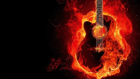 Download Fire Guitar Full Hd Wallpaper For Desktop And