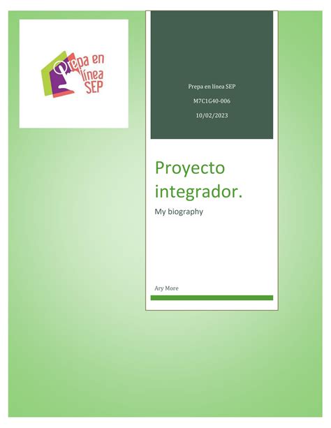 Solution Proyecto Integrador Modulo Prepa En Linea Sep Studypool