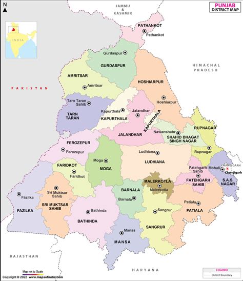 Punjab State Map With Districts China Map Tourist Destinations