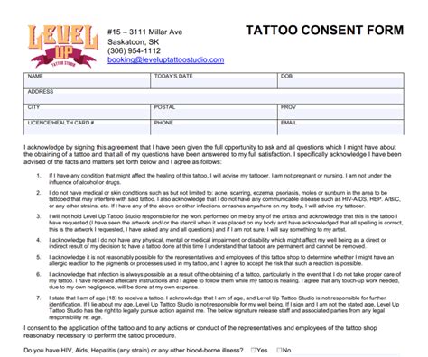 Printable Tattoo Consent Form 2023 Consent