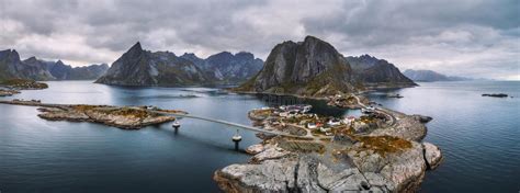 Aerial View Of Fishing Villages In Norway Stock Photo Image Of