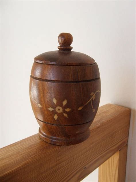 Vintage Wooden Container With Lid And Bone Inlay Pattern Etsy
