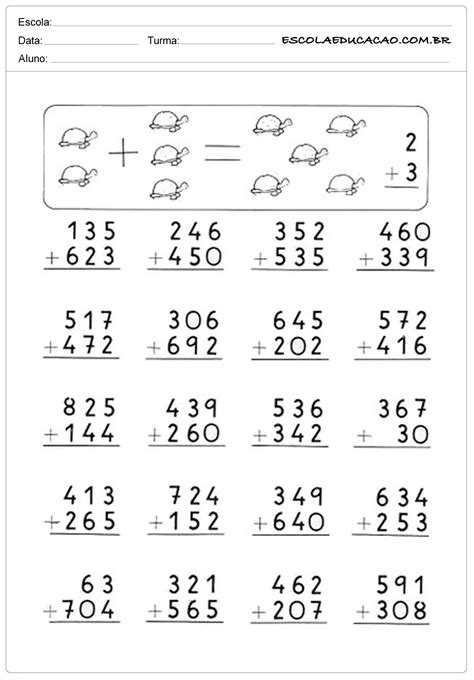 Exercicios De Soma E Subtração De Frações