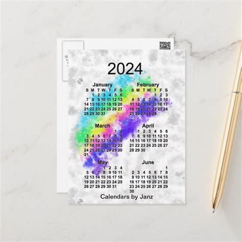 2024 Rainbows End 6 Month Mini Calendar By Janz Postcard Zazzle