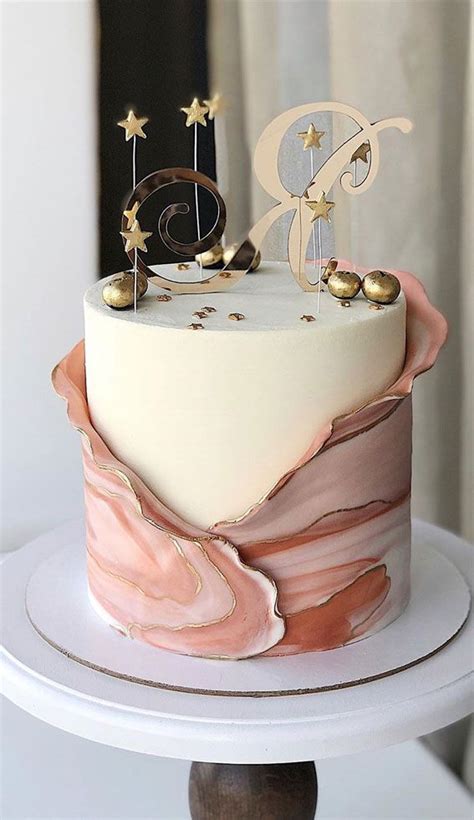 Pretty Cake Ideas For Your Next Celebration Rose Gold Marble Cake Fondant Cakes Birthday