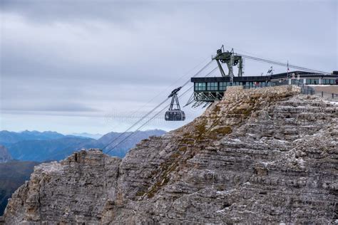 Beautiful View On The Cable Car At Dolomite Alps Editorial Stock Photo