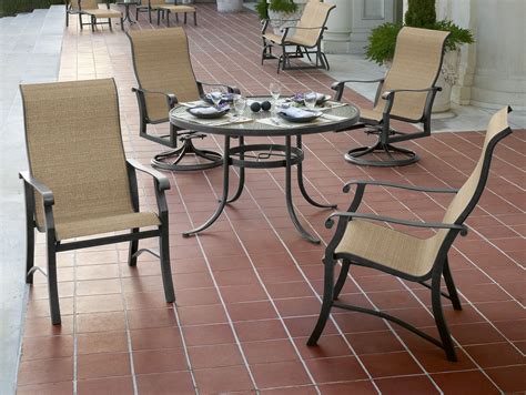 Woodard Cortland Sling Aluminum Dining Set Outdoor Furniture Sets