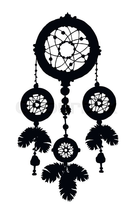 Dream Catcher Silhouette With Feathers And Beads Stock Vector Colourbox