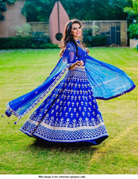 Buy Bollywood Model Royal Blue Silk Wedding Lehenga Choli In Uk Usa
