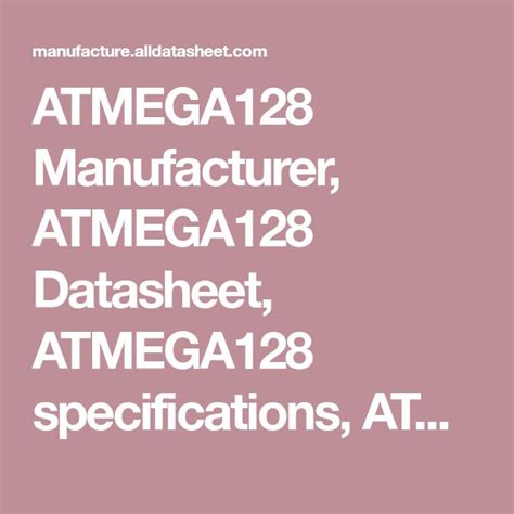 Atmega Manufacturer Atmega Datasheet Atmega Specifications