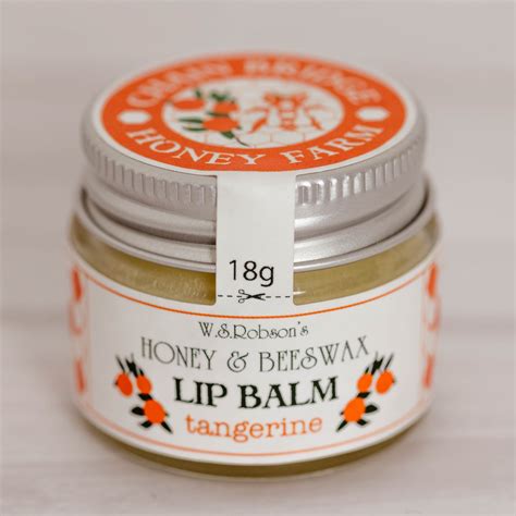 Honey And Beeswax Natural Lip Balm Tangerine 18g Chain Bridge Honey Farm