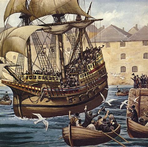 Westward Ho The Mayflower Leaves Plymouth Painting By Mike White