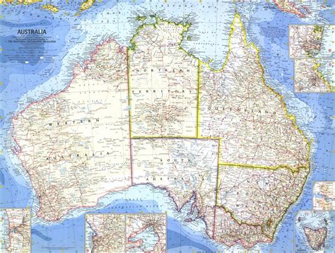 Australia Map Published 1963 National Geographic Maps