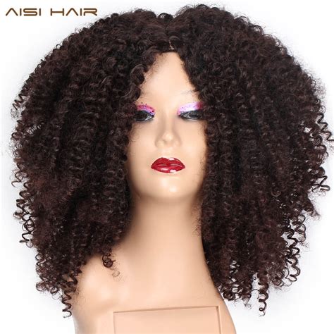 14 Inches Short Afro Wig Brown Synthetic Kinky Curly Wigs For Women 10