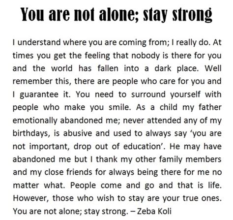 You Are Not Alone Stay Strong