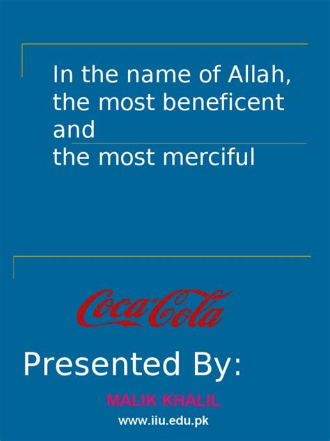 The brand was trademarked on june 16, 1903. Project on Coca Cola Pakistan | Coca Cola | The Coca Cola ...