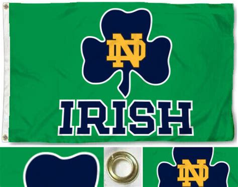 Notre Dame Flag Fighting Irish Clover Design Large 3x5 Free