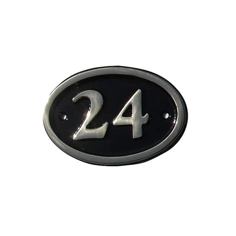 The House Nameplate Company Polished Black Brass Oval House Number 24