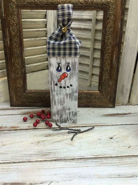 Diy Rustic Wood Snowman Block Mixed Kreations