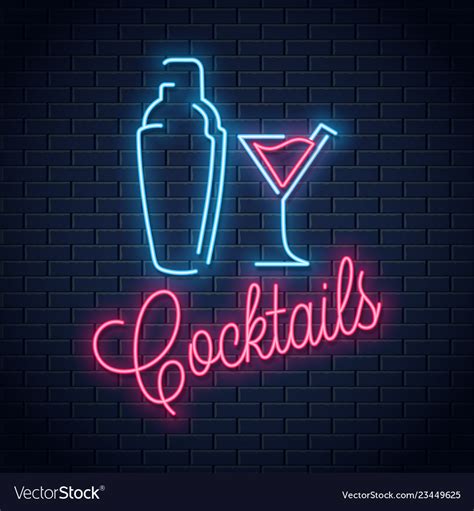 Shaker Neon Logo Cocktail Party Neon Sign Vector Image