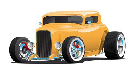 Classic American Yellow Hot Rod Car Vector Art At Vecteezy