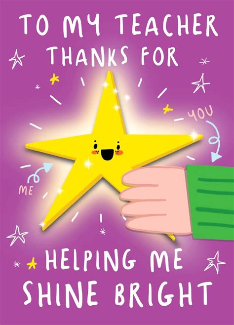 Shine Bright Teacher Thank You Card Scribbler