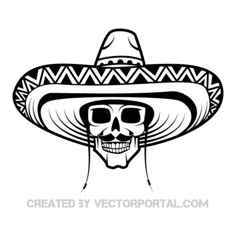 Skull With Sombrero Royalty Free Stock Svg Vector