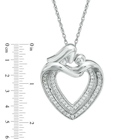 025 Ct Tw Diamond Motherly Love Heart Pendant In 10k White Gold