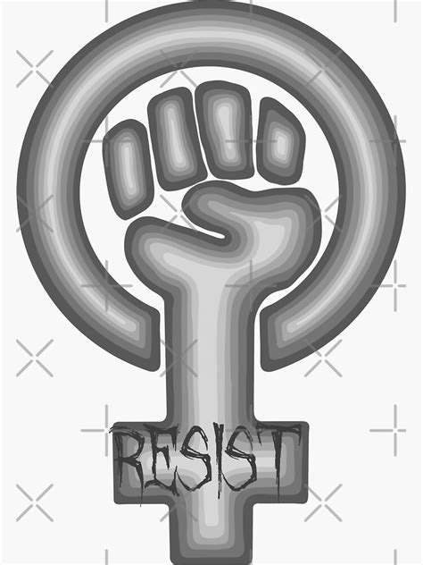 Feminist Symbol Resist Shades Of Gray Sticker For Sale By